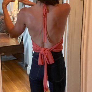 Line & Dot wraparound open back sleeveless knit halter top